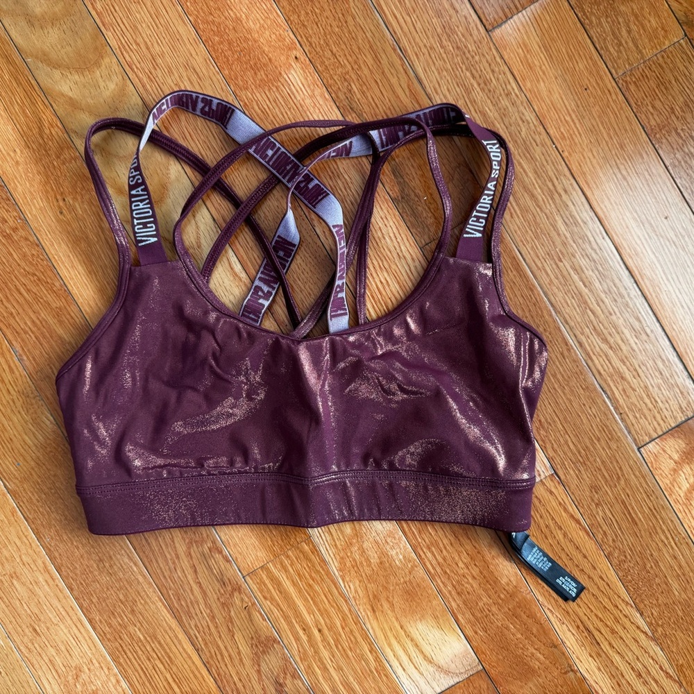 Purple w/Pink Shimmer Victoria Sport Sports Bra